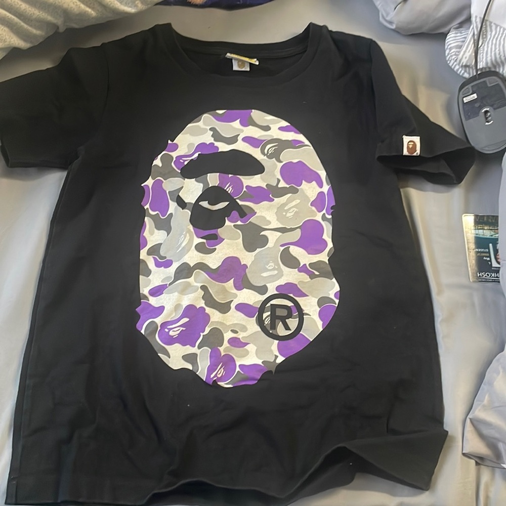 BAPE NYC CAMO BIG APE HEAD TEE (purple) LADIES XS